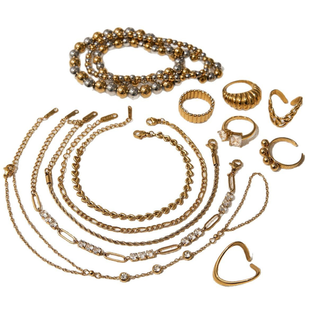 Zircon Bracelet18K Gold Stainless Steel Bracelet Women's Ring Women's Non-Fading