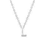 Sterling Silver 26 Letter Pendant Necklace Polished Collarbone Chain