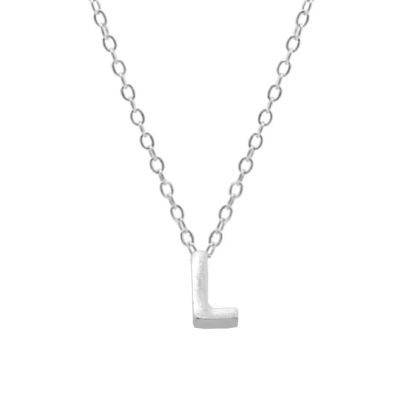 Sterling Silver 26 Letter Pendant Necklace Polished Collarbone Chain