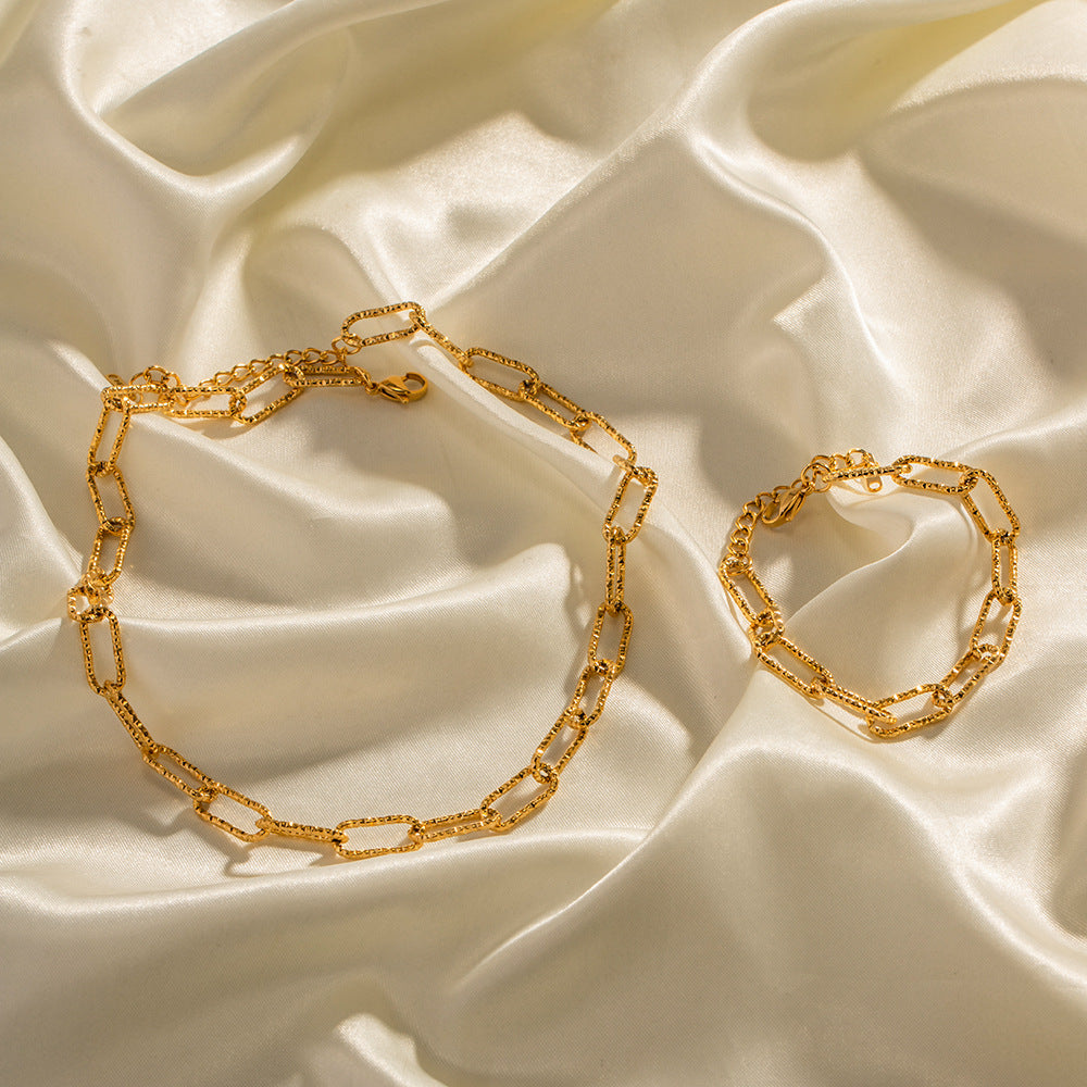 2H 18K Gold Stainless Steel Square Chain Bracelet Versatile Non-Fading Bracelet Jewelry