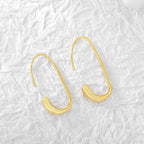E0288Metallic Egg-Shaped Ear Hooks for Women New Trendy Fashion Earrings Minimalist Style Ear Jewelry