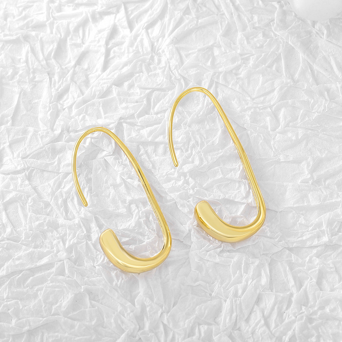 E0288Metallic Egg-Shaped Ear Hooks for Women New Trendy Fashion Earrings Minimalist Style Ear Jewelry