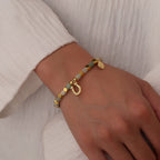 B0264 Copper plating18k Gold Fashion Stone Bracelet Bohemian Horseshoe Beads