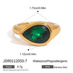 Original Green Zirconia Ring Non-Fading Jewelry Stainless Steel Bracelet Accessories