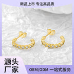 E0299 New Copper Inlaid Zircon Circle Stud Earrings for Women on AliExpress