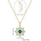 SN0072 S925 Silver Snowflake Necklace Emerald Pendant Minimalist