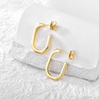 E0289 Metal Minimalist Arc Smooth Earrings for Women Geometric Square Earrings Copper Gold Plated Small Ear Clips