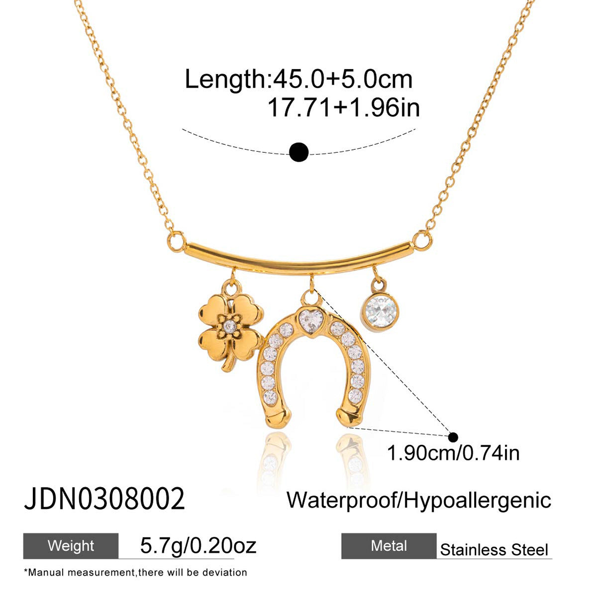 Zircon Necklace Oil Drop Earrings Horseshoe Series Bracelet Stainless Steel Jewelry