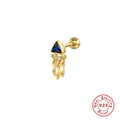 Triangle Zircon Tassel 925 Sterling Silver Cartilage Earring — wearable scale detail — jewelry finish and design detail