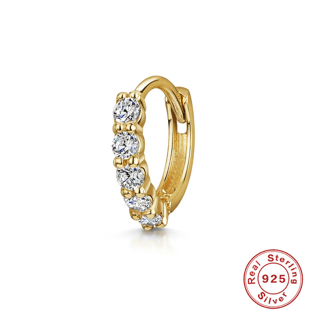 S925Sterling Silver Cartilage Piercing Diamond-Studded Hoop Earrings Ear Cuffs Ear Studs shien Hot-selling Punk Style Ear Cuff