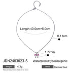 2H Original Style 18k Gold Stainless Steel/Bow White Zircon Pendant Necklace 40+5cm