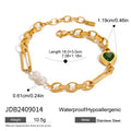 Gold-Plated Stainless Steel Pearl Necklace with Chain Detail — alternate product view — jewelry finish and design detail