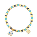 B0272 Chalcedony Blue Shell Beaded Fashion Trend Sailboat Bracelet