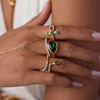 Original Green Zirconia Ring Non-Fading Jewelry Stainless Steel Bracelet Accessories