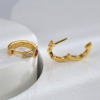 E0605 Korean Fashion Trendy Square Purple Zircon Earrings for Women Copper Gold-Plated Micro-Inlaid White Zircon Earrings