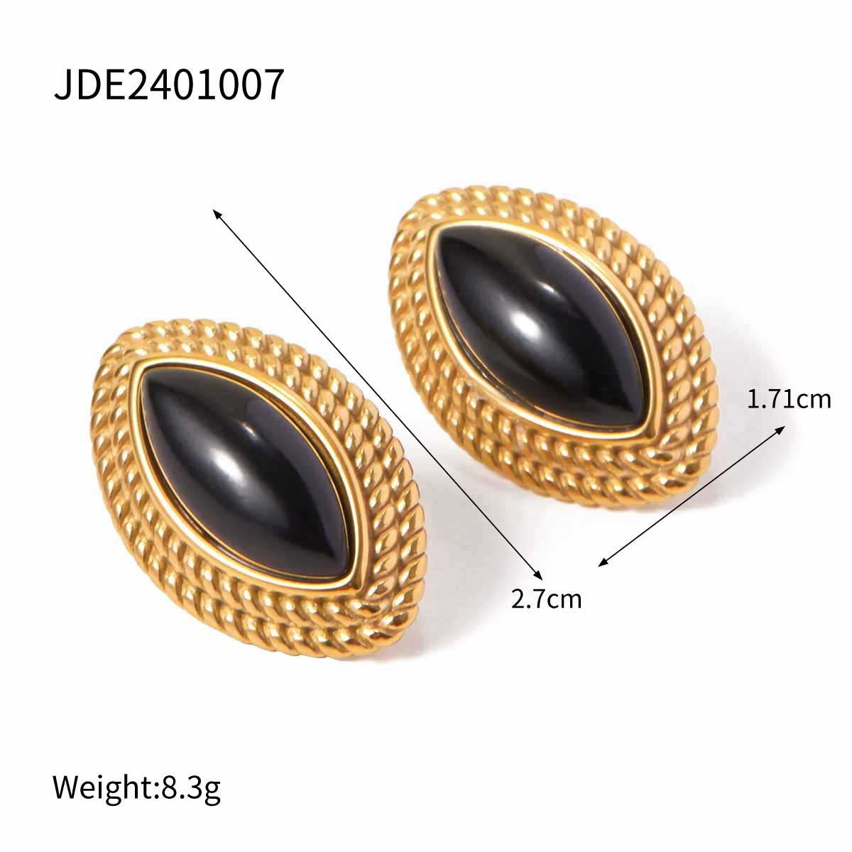 Vintage Stainless Steel Exaggerated Earrings Black Gold Earrings Jewelry