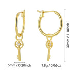 E0831 Creative Design Earrings for Women with Zircon Key Pendant Earrings