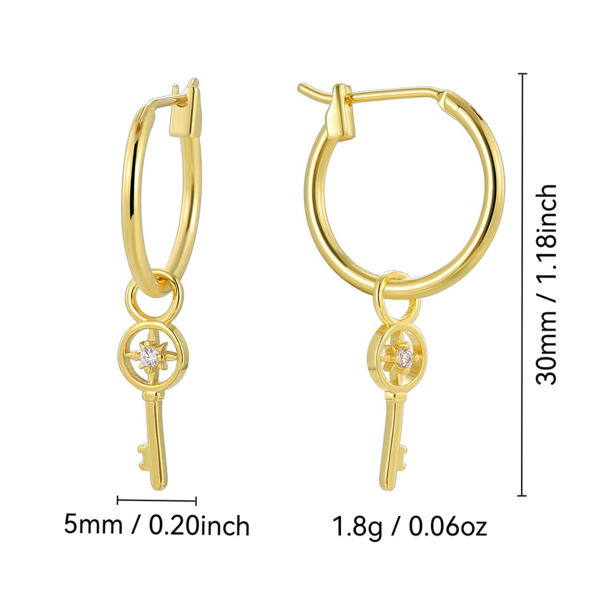 E0831 Creative Design Earrings for Women with Zircon Key Pendant Earrings