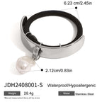 2H Stainless Steel Pearl Pendant Hair Tie Export Sweet Cool Metal Hair Rope Versatile Hair Accessory