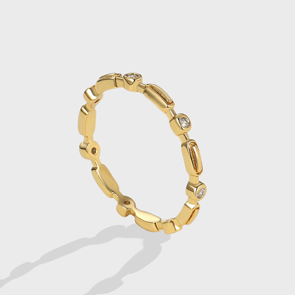 R0249 Simple Geometric Ring for Women Hollow Zircon Ring Fashion Women's Jewelry