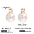 2H Stainless Steel Pearl Stud Earrings18k Non-Fading Gold Earrings