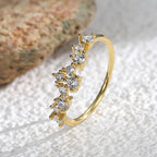 R0216 Brass Gold-Plated Zircon Ring for Women Fashionable Personality Ring Simple Full Diamond Stackable