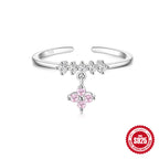S925Pure Silver Japanese Style High-End Diamond-Studded Ring Japanese and Korean Design Sense Diamond Heart Petal Open Index Finger Ring