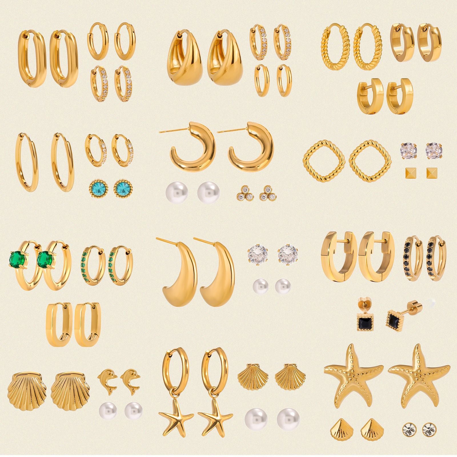 Three Pairs of Stainless Steel Zircon Earrings Pearl Earrings Ear Accessories