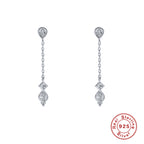 S925Sterling Silver Tassel Chain Inlaid Diamond Earrings Studs Ear Lines Japanese and Korean Ear Jewelry