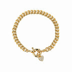 B0100 Fashion Retro Copper Gold-Plated Heart-Shaped Micro-Paved Zircon Bracelet for Women Wholesale