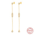 925 Sterling Silver Tassel Chain Inlaid Diamond Stud Earrings — collection product image 06
