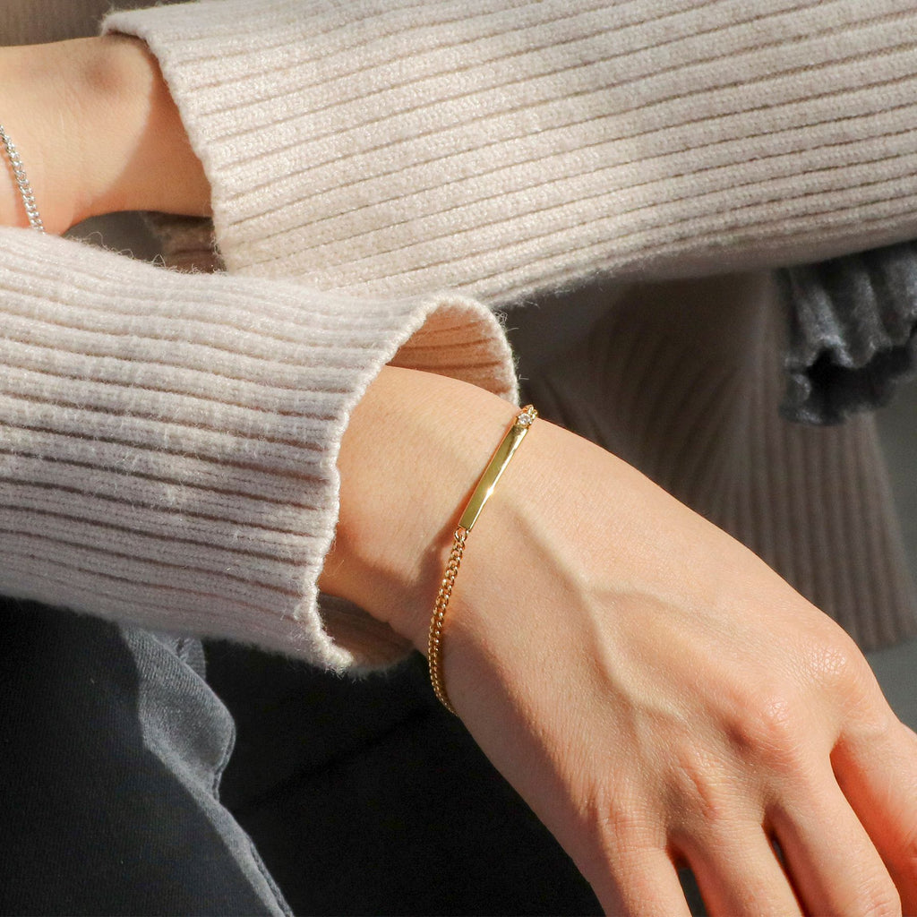 B0061gold Diamond-encrusted Cuban Chain Bracelet Female fashion Couple Bracelet Student Jewelry Gift