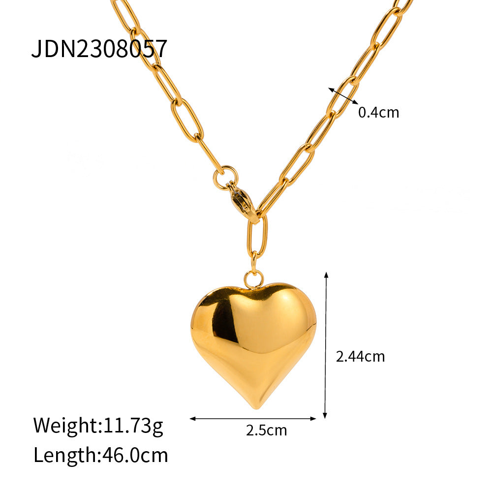 Stainless Steel Heart Pendant Necklace Collarbone Chain Jewelry necklace