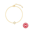 Four-Leaf Clover 925 Sterling Silver Bracelet — inner surface view — jewelry finish and design detail