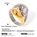 Gold-Plated Stainless Steel Statement Ring with Floral Sculptural Detail — finish and profile — jewelry finish and design detail