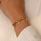 B0282 Musical Note Inlaid Zircon Fashion Beaded Bohemian Chalcedony Bracelet