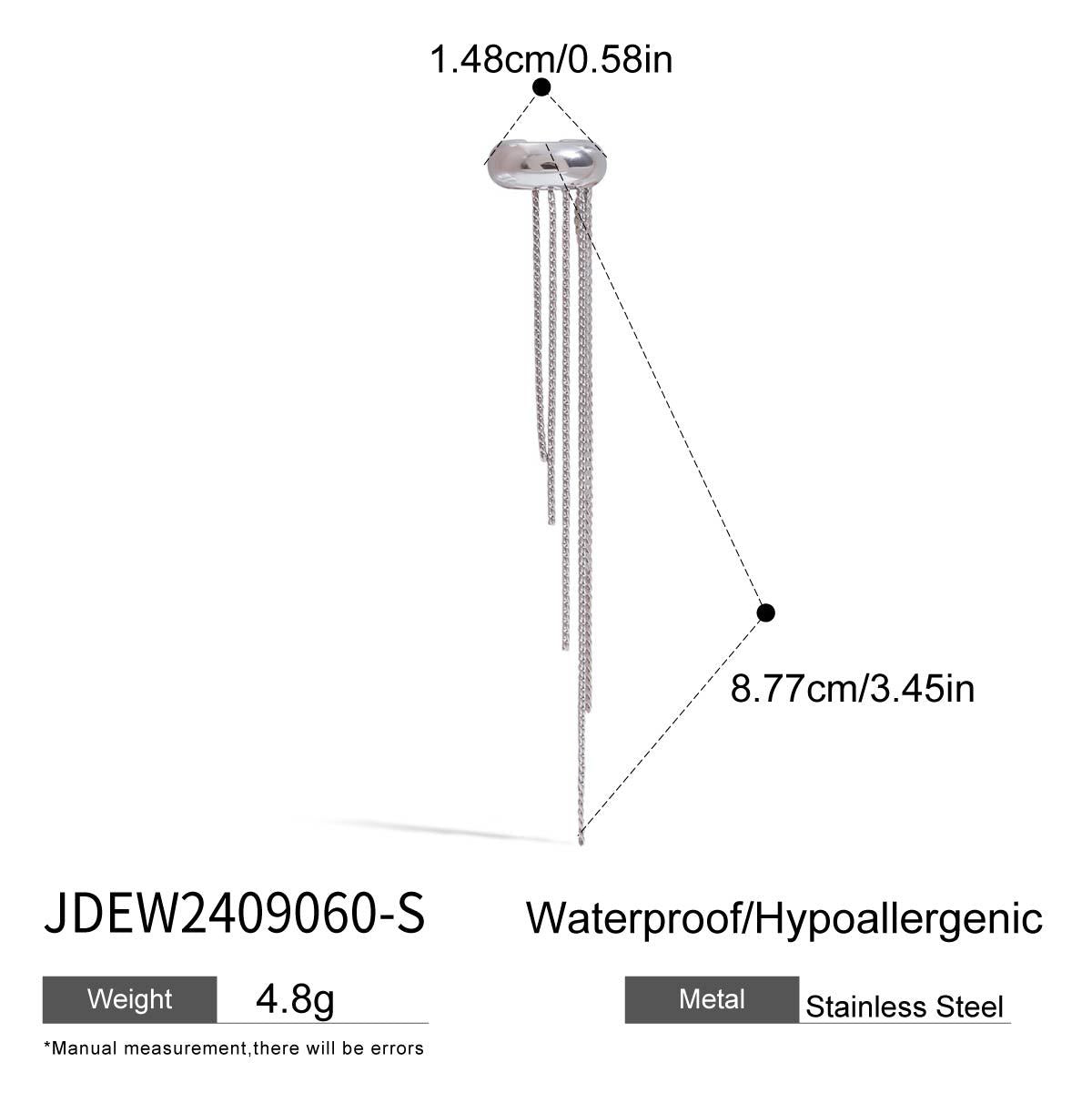 Stainless Steel Tassel Earrings Non-Pierced Ear Cuff Ear Jewelry Accessories