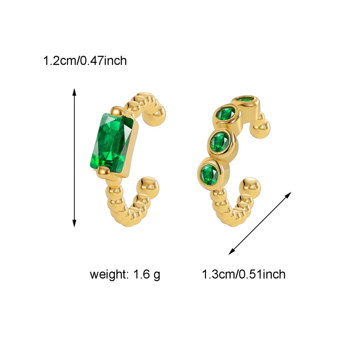 CYE0514 Korean Style Geometric Open Ear Clip Female Source of Supply fashion Green Zircon Earrings
