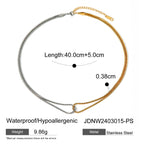 Gold And Silver Color Block Flat Snake Bone Chain Necklace