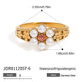 Cubic Zirconia Stainless Steel Ring in Gold-Plated — Statement Style — close-up detail — jewelry finish and design detail