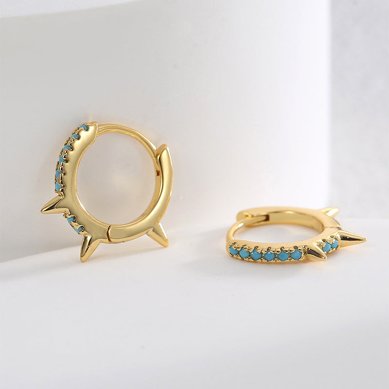 CYE0516 Fashion Punk Style Hip-Hop Unique Earrings for Women Blue Turquoise Minimalist Earrings