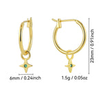 E0804 Fashion Trendy Designer Earrings for Women Copper Plated18K Gold Little Star Inlaid Green Zircon Earrings