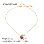 Stainless Steel Red Agate Cross Necklace Heart Pendant Collarbone Chain Neck Chain Jewelry