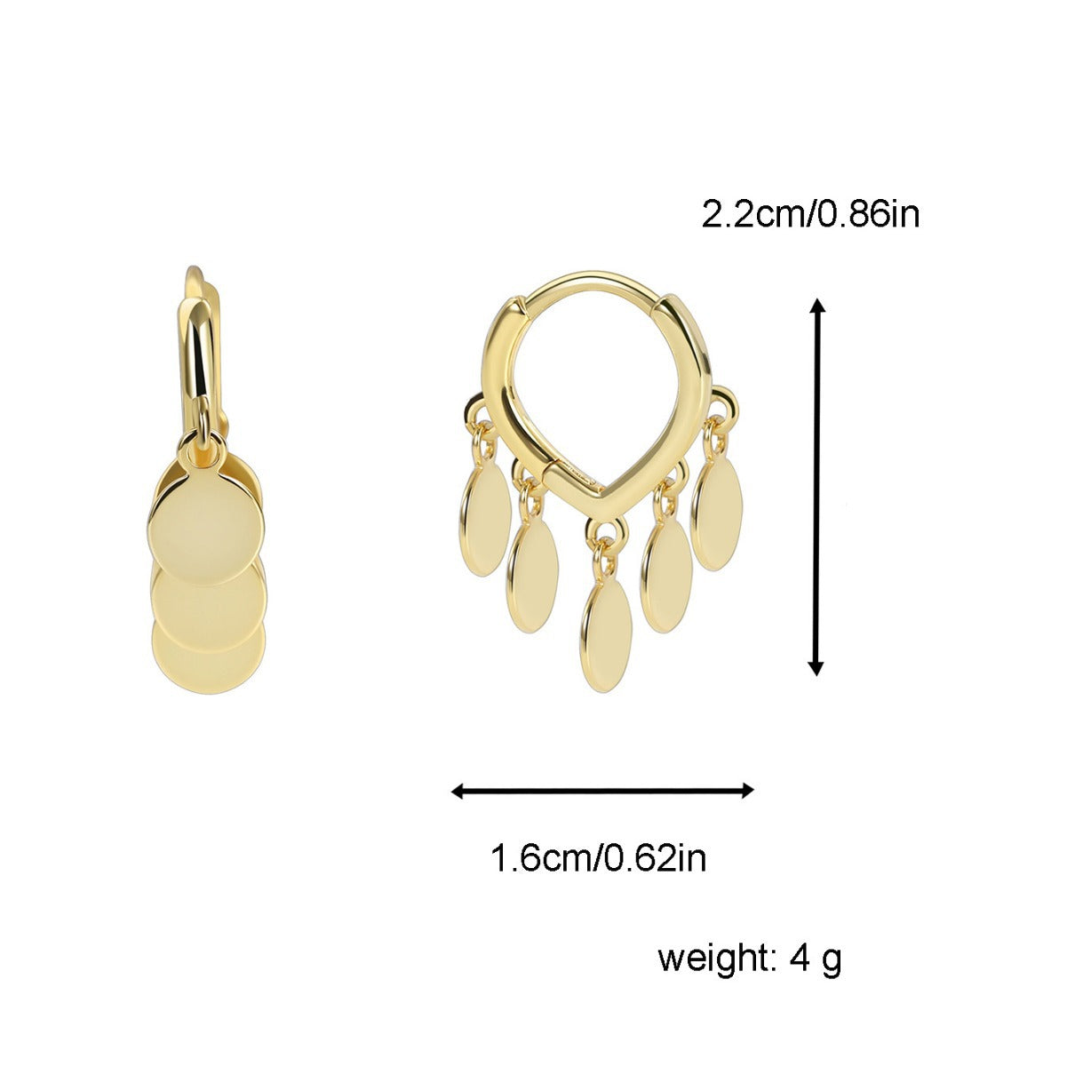E0383 Sparkling Round Disc Earrings for Women Simple Earrings Personality Versatile Ear Jewelry