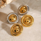 2H Stainless Steel18K Gold Stainless Steel Smooth Retro Simple Versatile Circle Earrings Jewelry