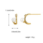 E0463 Minimalist Design Style Earrings for Women Fashion Retro Curved Shell Pearl Zircon Earrings