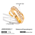 Cubic Zirconia Gold-Plated Stainless Steel Ring — Thoughtful Design — finish and profile — jewelry finish and design detail