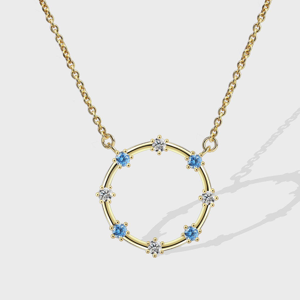 N0158 Minimalist Circle Inlaid Zircon Necklace Design Sense Circle Pendant Fashion Collarbone Chain
