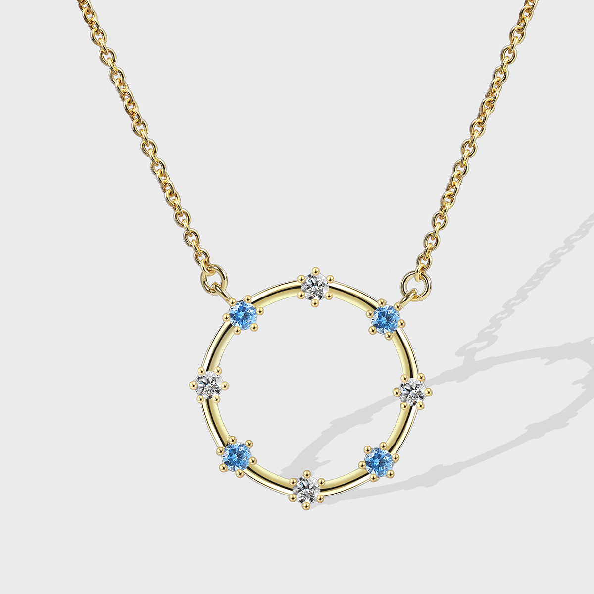 N0158 Minimalist Circle Inlaid Zircon Necklace Design Sense Circle Pendant Fashion Collarbone Chain