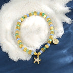 B0300 Fashion Trend Zircon Starfish Bracelet Chalcedony Stone Beaded
